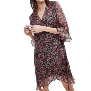 SELECTED Femme Leaf Print Wrap Dress